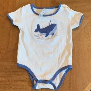 Chickpea Organic Baby embroidered Onesie - “Whale Hello There”